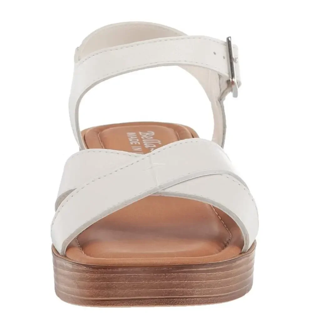 Bella Vita Women's Car-Italy Leather Wedge Sandals White Leather Size 7